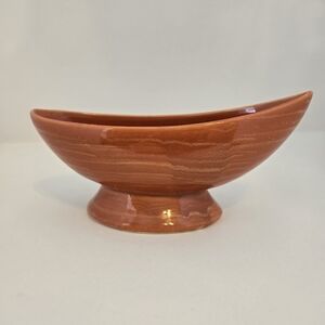 Vintage MCM 1961 McCoy Pottery Harmony Line Orange Oblong Footed Planter Bowl